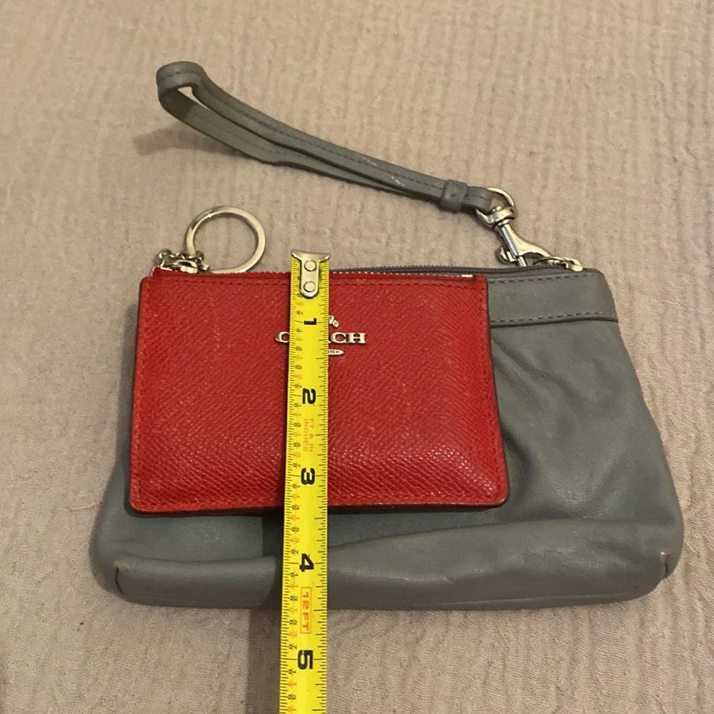Coach Gray Pouch and Red Card Holder Set